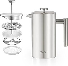 Deliciosas recetas de café con prensa francesa aislada de doble pared