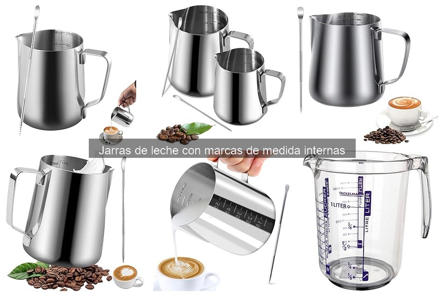 Especificaciones de jarras de leche con marcas de medida internas