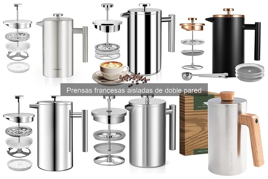 Recetas de café con prensa francesa aislada de doble pared